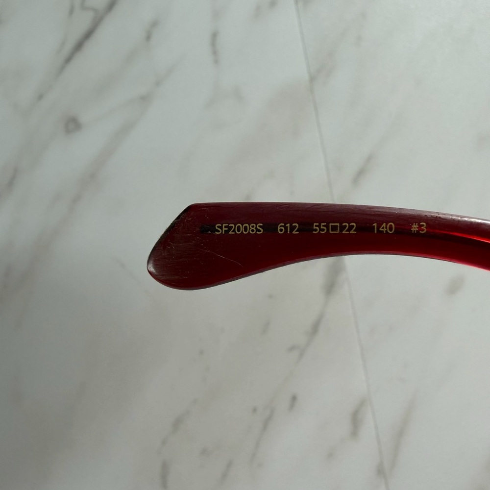 New Authentic Salvatore Ferragamo 612 Red Oval Sunglasses Made in Italy w Case - Picture 9 of 11